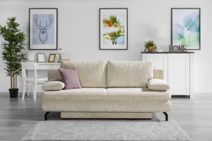 Modern living room with grey couch